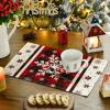 Artoid Mode Gray Buffalo Plaid Snowflakes Winter Placemats Set of 4, 12×18 Inch Christmas Table Mats for Party Kitchen Dining Decoration(Red)