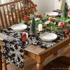 Artoid Mode Green Snowflakes Christmas Placemats for Dining Table, 12 x 18 Inch Seasonal Winter Washable Table Mats Set of 4(Black)