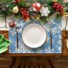 Artoid Mode Green Snowflakes Christmas Placemats for Dining Table, 12 x 18 Inch Seasonal Winter Washable Table Mats Set of 4(Blue)