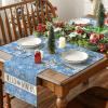 Artoid Mode Green Snowflakes Christmas Placemats for Dining Table, 12 x 18 Inch Seasonal Winter Washable Table Mats Set of 4(Blue)