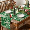 Artoid Mode Green Snowflakes Christmas Placemats for Dining Table, 12 x 18 Inch Seasonal Winter Washable Table Mats Set of 4(Green)