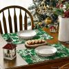 Artoid Mode Green Snowflakes Christmas Placemats for Dining Table, 12 x 18 Inch Seasonal Winter Washable Table Mats Set of 4(Green)