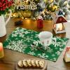 Artoid Mode Green Snowflakes Christmas Placemats for Dining Table, 12 x 18 Inch Seasonal Winter Washable Table Mats Set of 4(Green)