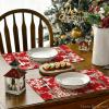 Artoid Mode Green Snowflakes Christmas Placemats for Dining Table, 12 x 18 Inch Seasonal Winter Washable Table Mats Set of 4(Red)