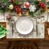 Artoid Mode Pine Branch Ornament Merry Christmas Placemats Set of 4, 12×18 Inch Seasonal Winter Table Mats for Party Kitchen Dining Decoration(Beige)