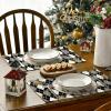 Artoid Mode Red Diamond Plaid Nutcracker Snowflake Christmas Placemats Set of 4, 12×18 Inch Winter Table Mats for Home Party Kitchen Dining Decor(Black)