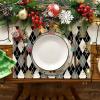 Artoid Mode Red Diamond Plaid Nutcracker Snowflake Christmas Placemats Set of 4, 12×18 Inch Winter Table Mats for Home Party Kitchen Dining Decor(Black)