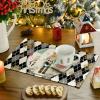 Artoid Mode Red Diamond Plaid Nutcracker Snowflake Christmas Placemats Set of 4, 12×18 Inch Winter Table Mats for Home Party Kitchen Dining Decor(Black)