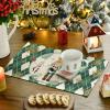 Artoid Mode Red Diamond Plaid Nutcracker Snowflake Christmas Placemats Set of 4, 12×18 Inch Winter Table Mats for Home Party Kitchen Dining Decor(Green)