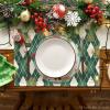 Artoid Mode Red Diamond Plaid Nutcracker Snowflake Christmas Placemats Set of 4, 12×18 Inch Winter Table Mats for Home Party Kitchen Dining Decor(Green)