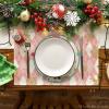 Artoid Mode Red Diamond Plaid Nutcracker Snowflake Christmas Placemats Set of 4, 12×18 Inch Winter Table Mats for Home Party Kitchen Dining Decor(Pink)