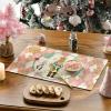 Artoid Mode Red Diamond Plaid Nutcracker Snowflake Christmas Placemats Set of 4, 12×18 Inch Winter Table Mats for Home Party Kitchen Dining Decor(Pink)