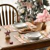 Artoid Mode Red Diamond Plaid Nutcracker Snowflake Christmas Placemats Set of 4, 12×18 Inch Winter Table Mats for Home Party Kitchen Dining Decor(Pink)