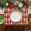 Artoid Mode Red Diamond Plaid Nutcracker Snowflake Christmas Placemats Set of 4, 12×18 Inch Winter Table Mats for Home Party Kitchen Dining Decor(Red)