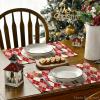 Artoid Mode Red Diamond Plaid Nutcracker Snowflake Christmas Placemats Set of 4, 12×18 Inch Winter Table Mats for Home Party Kitchen Dining Decor(Red)