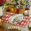 Artoid Mode Red Diamond Plaid Nutcracker Snowflake Christmas Placemats Set of 4, 12×18 Inch Winter Table Mats for Home Party Kitchen Dining Decor(Red)