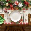 Artoid Mode Red Gingerbread Gifts Merry Christmas Placemats Set of 4, 12×18 Inch Seasonal Winter Holiday Table Mats for Party Kitchen Dining Decoration