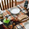 Artoid Mode Red Green Buffalo Plaid Christmas Placemats Set of 4, 12×18 Inch Seasonal Winter Table Mats for Party Kitchen Dining Decoration(Orange/Black)
