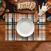 Artoid Mode Red Green Buffalo Plaid Christmas Placemats Set of 4, 12×18 Inch Seasonal Winter Table Mats for Party Kitchen Dining Decoration(Orange/Black)