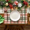 Artoid Mode Red Green Buffalo Plaid Christmas Placemats Set of 4, 12×18 Inch Seasonal Winter Table Mats for Party Kitchen Dining Decoration(Red/Green)