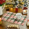 Artoid Mode Red Green Buffalo Plaid Christmas Placemats Set of 4, 12×18 Inch Seasonal Winter Table Mats for Party Kitchen Dining Decoration(Red/Green)