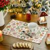 Artoid Mode Snowman Gingerbread Trees Christmas Placemats Set of 4, 12×18 Inch Seasonal Winter Holiday Place Mats for Party Dining Table(Pink)