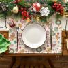 Artoid Mode Snowman Gingerbread Trees Christmas Placemats Set of 4, 12×18 Inch Seasonal Winter Holiday Place Mats for Party Dining Table(Pink)