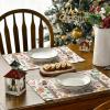 Artoid Mode Snowman Gingerbread Trees Christmas Placemats Set of 4, 12×18 Inch Seasonal Winter Holiday Place Mats for Party Dining Table(Pink)
