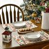 Artoid Mode Snowman Gingerbread Trees Christmas Placemats Set of 4, 12×18 Inch Seasonal Winter Holiday Place Mats for Party Dining Table(Red)