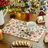 Artoid Mode Snowman Gingerbread Trees Christmas Placemats Set of 4, 12×18 Inch Seasonal Winter Holiday Place Mats for Party Dining Table(Red)