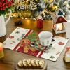 Artoid Mode Snowman Xmas Trees Christmas Placemats Set of 4, 12×18 Inch Seasonal Winter Holiday Place Mats for Party Dining Table