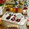 Artoid Mode Wood Reindeer Christmas Placemats Set of 4, 12×18 Inch Seasonal Winter Holiday Place Mats for Party Dining Table(Red)