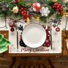 Artoid Mode Wood Reindeer Christmas Placemats Set of 4, 12×18 Inch Seasonal Winter Holiday Place Mats for Party Dining Table(Red)