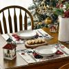 Artoid Mode Wood Reindeer Christmas Placemats Set of 4, 12×18 Inch Seasonal Winter Holiday Place Mats for Party Dining Table(Red)