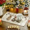 Artoid Mode Wood Reindeer Christmas Placemats Set of 4, 12×18 Inch Seasonal Winter Holiday Place Mats for Party Dining Table(Wood)