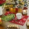 Artoid Mode Xmas Pine Red Mreey Christmas Placemats Set of 4, 12×18 Inch Winter Table Mats for Table Runner Party Kitchen Dining Decoration