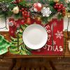 Artoid Mode Xmas Pine Red Mreey Christmas Placemats Set of 4, 12×18 Inch Winter Table Mats for Table Runner Party Kitchen Dining Decoration