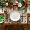 Artoid Mode Xmas Trees Holly Pine Cone Merry Christmas Placemats Set of 4, 12×18 Inch Seasonal Winter Holiday Table Mats for Party Kitchen Dining Decoration(Wood)