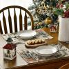 Artoid Mode Xmas Trees Holly Pine Cone Merry Christmas Placemats Set of 4, 12×18 Inch Seasonal Winter Holiday Table Mats for Party Kitchen Dining Decoration(Wood)