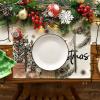 Artoid Mode Xmas Trees Holly Pine Cone Merry Christmas Placemats Set of 4, 12×18 Inch Seasonal Winter Holiday Table Mats for Party Kitchen Dining Decoration(Beige)