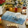 Artoid Mode Xmas Trees Winter Placemats Set of 4, 12×18 Inch Seasonal Blue Christmas Table Mats for Party Kitchen Dining Decoration(Blue)