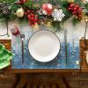 Artoid Mode Xmas Trees Winter Placemats Set of 4, 12×18 Inch Seasonal Blue Christmas Table Mats for Party Kitchen Dining Decoration(Blue)