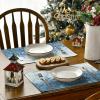 Artoid Mode Xmas Trees Winter Placemats Set of 4, 12×18 Inch Seasonal Blue Christmas Table Mats for Party Kitchen Dining Decoration(Blue)