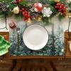 Artoid Mode Xmas Trees Winter Placemats Set of 4, 12×18 Inch Seasonal Blue Christmas Table Mats for Party Kitchen Dining Decoration(Green)
