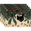 Artoid Mode Christmas Lights Cat Placemats Set of 4, 12×18 Inch Seasonal Winter Holiday Place Mats for Party Dining Table