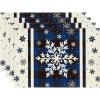 Artoid Mode Gray Buffalo Plaid Snowflakes Winter Placemats Set of 4, 12×18 Inch Christmas Table Mats for Party Kitchen Dining Decoration(Blue)