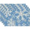 Artoid Mode Green Snowflakes Christmas Placemats for Dining Table, 12 x 18 Inch Seasonal Winter Washable Table Mats Set of 4(Blue)