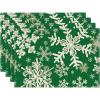 Artoid Mode Green Snowflakes Christmas Placemats for Dining Table, 12 x 18 Inch Seasonal Winter Washable Table Mats Set of 4(Green)