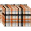 Artoid Mode Red Green Buffalo Plaid Christmas Placemats Set of 4, 12×18 Inch Seasonal Winter Table Mats for Party Kitchen Dining Decoration(Orange/Black)