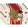 Artoid Mode Snowman Xmas Trees Christmas Placemats Set of 4, 12×18 Inch Seasonal Winter Holiday Place Mats for Party Dining Table